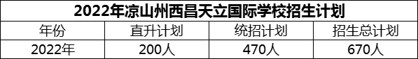 2024年涼山州西昌天立國際學(xué)校招生計劃是多少？