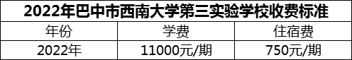 2024年巴中市西南大學(xué)第三實(shí)驗(yàn)學(xué)校學(xué)費(fèi)多少錢(qián)？