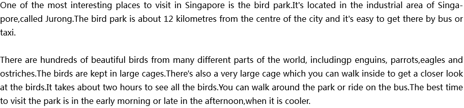 2020年中考英語(yǔ)滿分作文參考范文：The bird park